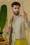 Buy_Runit Gupta_Brown Vegan Silk Plain Short Kurta And Pant Set 