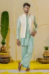 Buy_Runit Gupta_Ivory Linen Cotton Embroidered Braided Dori And Chita Bundi _at_Aza_Fashions