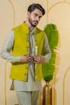 Buy_Runit Gupta_Green Linen Cotton Plain Kurta And Pant Set _Online_at_Aza_Fashions