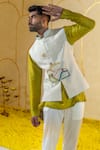 Runit Gupta_Green Chanderi Silk Plain Short Kurta And Pant Set _Online_at_Aza_Fashions