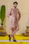 Shop_Runit Gupta_Pink Chanderi Silk Embroidered Kurta And Pant Set _at_Aza_Fashions