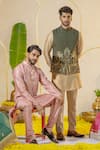 Runit Gupta_Gold Chanderi Silk Plain Straight Kurt And Pant Set _Online_at_Aza_Fashions