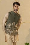 Runit Gupta_Gold Chanderi Silk Plain Straight Kurt And Pant Set _at_Aza_Fashions