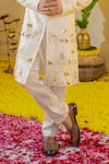 Buy_Runit Gupta_Ivory Chanderi Silk Embroidered Dabka Sherwani Pant Set _Online_at_Aza_Fashions