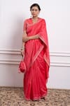 Buy_Vinusto_Pink Handwoven Chanderi Embroidery Zari Saree With Blouse _at_Aza_Fashions