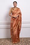 Buy_Vinusto_Brown Handwoven Pattu Silk Zari Saree With Running Unstitched Blouse Piece _at_Aza_Fashions