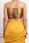 Vinusto_Yellow Handwoven Chanderi With Zari Weave Embroidered Bead Scoop Saree Blouse _at_Aza_Fashions