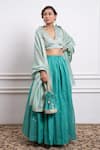 Buy_Vinusto_Blue Handwoven Chanderi Embroidered Zardozi Gathered Lehenga With Blouse _at_Aza_Fashions