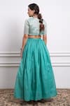 Shop_Vinusto_Blue Handwoven Chanderi Embroidered Zardozi Gathered Lehenga With Blouse _at_Aza_Fashions