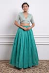 Buy_Vinusto_Blue Handwoven Chanderi Embroidered Zardozi Gathered Lehenga With Blouse _Online_at_Aza_Fashions