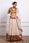 Buy_Vinusto_Ivory Handwoven Chanderi With Zari Stripes Gathered Lehenga And Blouse Set _at_Aza_Fashions