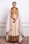 Buy_Vinusto_Ivory Handwoven Chanderi With Zari Stripes Gathered Lehenga And Blouse Set _Online_at_Aza_Fashions