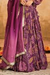 Blooming Threads_Purple Blouse And Lehenga Lurex Georgette Print Chintz V Neck Set _Online_at_Aza_Fashions