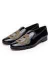 SHUTIQ_Black Embroidered Javar Patent Leather Shoes _Online_at_Aza_Fashions