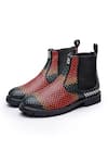 Buy_SHUTIQ_Multi Color Woven Perri Leather Boots _at_Aza_Fashions