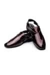 Buy_SHUTIQ_Wine Plain Patent Leather Peshawari Sandals _at_Aza_Fashions