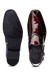 Shop_SHUTIQ_Wine Plain Patent Leather Peshawari Sandals _at_Aza_Fashions