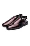 SHUTIQ_Wine Plain Patent Leather Peshawari Sandals _Online_at_Aza_Fashions