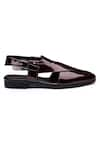 Buy_SHUTIQ_Wine Plain Patent Leather Peshawari Sandals _Online_at_Aza_Fashions