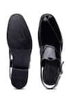 Shop_SHUTIQ_Black Plain Leather Peshawari Sandals _at_Aza_Fashions