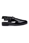 Buy_SHUTIQ_Black Plain Leather Peshawari Sandals _Online_at_Aza_Fashions