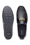 Shop_SHUTIQ_Black Embellished Ss Leather Loafers _at_Aza_Fashions