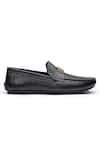 SHUTIQ_Black Embellished Ss Leather Loafers _Online_at_Aza_Fashions