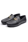 Buy_SHUTIQ_Black Embellished Ss Leather Loafers _Online_at_Aza_Fashions