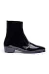 SHUTIQ_Black Aryar Glossy Ankle Boots _Online_at_Aza_Fashions