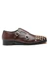 SHUTIQ_Brown Balmore Cocoa Enzo Shaped Double Monk Shoes _Online_at_Aza_Fashions