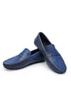 Buy_SHUTIQ_Blue Feline Embossed Leather Loafers _at_Aza_Fashions