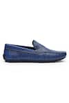 SHUTIQ_Blue Feline Embossed Leather Loafers _Online_at_Aza_Fashions