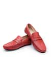 Buy_SHUTIQ_Red Feline Animal Skin Embossed Leather Loafers _at_Aza_Fashions