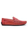 SHUTIQ_Red Feline Animal Skin Embossed Leather Loafers _Online_at_Aza_Fashions