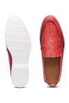 Shop_SHUTIQ_Red Feline Animal Skin Embossed Slip On Loafers _at_Aza_Fashions