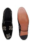 Shop_SHUTIQ_Black Fleur De Lis Embroidered Velvet Shoes _at_Aza_Fashions