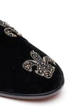 Shop_SHUTIQ_Black Fleur De Lis Embroidered Velvet Shoes _Online_at_Aza_Fashions