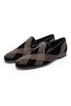 SHUTIQ_Black Gamby Cutdana Ray Embroidered Velvet Shoes _Online_at_Aza_Fashions