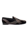 Buy_SHUTIQ_Black Gamby Cutdana Ray Embroidered Velvet Shoes _Online_at_Aza_Fashions