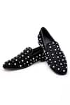 Buy_SHUTIQ_Black Gem Pearl Embroidered Velvet Shoes _at_Aza_Fashions