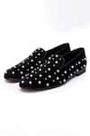 SHUTIQ_Black Gem Pearl Embroidered Velvet Shoes _Online_at_Aza_Fashions