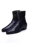 Buy_SHUTIQ_Blue Jackson Shimmer Quad Ankle Boots _at_Aza_Fashions