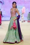 Buy_PUNIT BALANA_Green Lehenga Metallic Tissue Embroidered Dabka Placement And Waistcoat Set 