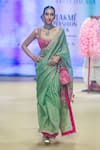 PUNIT BALANA_Green Saree Metallic Tissue Embroidered Patch Scoop Marodi Work With Blouse _at_Aza_Fashions