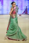 Shop_PUNIT BALANA_Green Saree Metallic Tissue Embroidered Patch Scoop Marodi Work With Blouse 