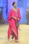 PUNIT BALANA_Pink Kaftan Silk Embroidered Marodi V Neck Floral Detailed With Churidar _Online_at_Aza_Fashions