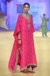 Buy_PUNIT BALANA_Pink Kaftan Silk Embroidered Marodi V Neck Floral Detailed With Churidar _Online_at_Aza_Fashions