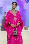 Shop_PUNIT BALANA_Pink Kaftan Silk Embroidered Marodi V Neck Floral Detailed With Churidar _Online_at_Aza_Fashions