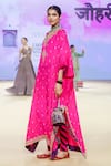 PUNIT BALANA_Pink Kaftan Silk Embroidered Marodi V Neck Floral Detailed With Churidar _at_Aza_Fashions