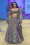 Buy_PUNIT BALANA_Purple Metallic Tissue Embroidered Foil Square Johari Bazar Floral Lehenga Set _at_Aza_Fashions